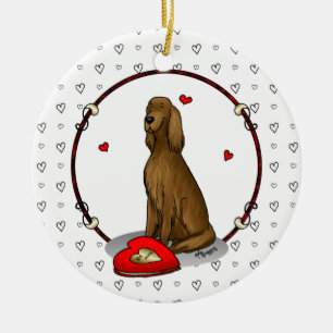 Happy Valentine's Day Be Mine Irish Setter (red 1) Ceramic Tree Decoration