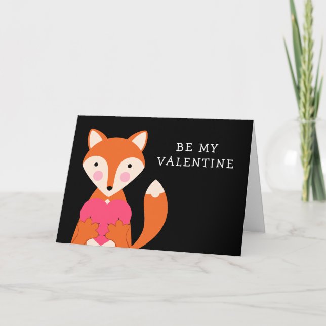 HAPPY VALENTINE'S DAY | Be My Valentine Fox Holiday Card (Front)