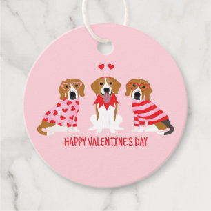 Happy Valentines Day Beagle Dogs Favour Tags