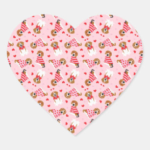 Happy Valentines Day Beagle Dogs Heart Sticker