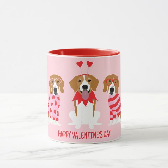 Happy Valentines Day Beagle Dogs Mug (Center)
