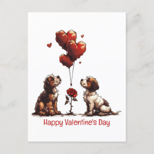 Happy Valentines Day Beagle Dogs Postcard
