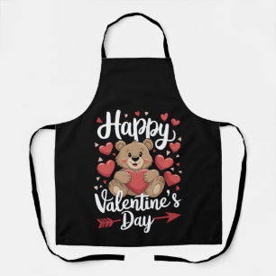 Happy Valentine's Day Bear Heart Cute Couples Apron