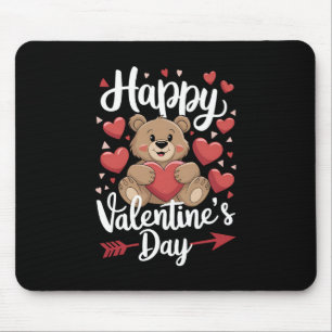 Happy Valentine's Day Bear Heart Cute Couples Mouse Mat
