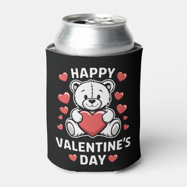 Happy Valentine's Day Bear vday  Can Cooler (Can Front)