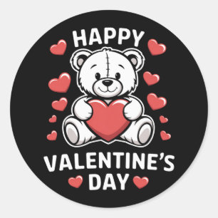 Happy Valentine's Day Bear vday  Classic Round Sticker