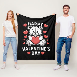 Happy Valentine's Day Bear vday Fleece Blanket