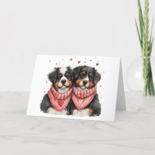 Happy Valentines Day Bernese Mountain Dogs Holiday Card