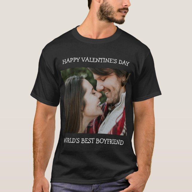 Happy Valentine's Day Best Boyfriend Custom Photo  T-Shirt (Front)
