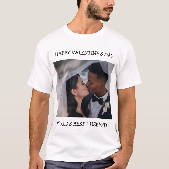 Happy Valentine's Day Best Husband Custom Photo  T-Shirt (Front)