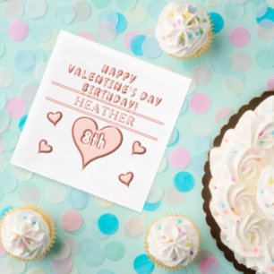 Happy Valentine's Day Birthday Hearts Name Age Foil Napkins