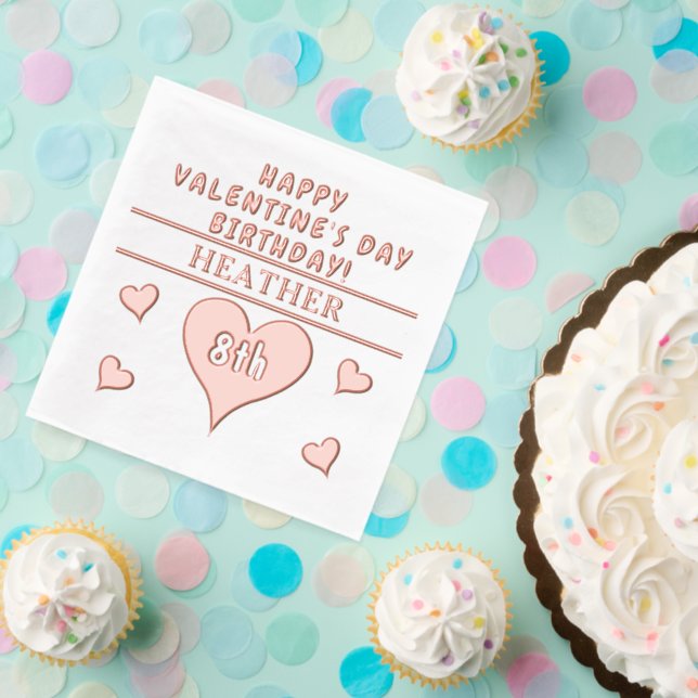 Happy Valentine's Day Birthday Hearts Name Age Foil Napkins (Insitu (Party))