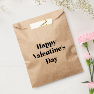 Happy Valentine's Day black modern typography Favour Bags