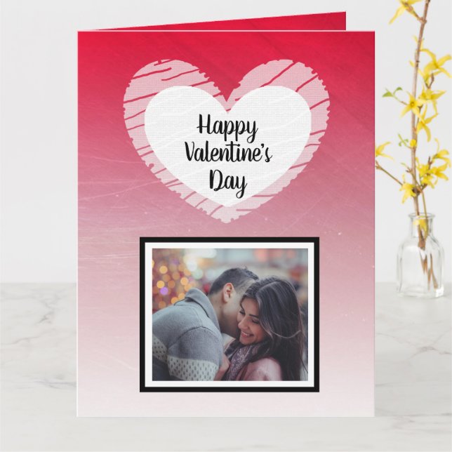 Happy Valentine's Day Black Ombre Photo Card (Yellow Flower)