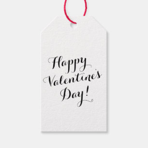 Happy Valentine's Day black script calligraphy Gift Tags