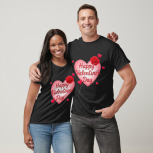 Happy Valentine's Day Black T-Shirt