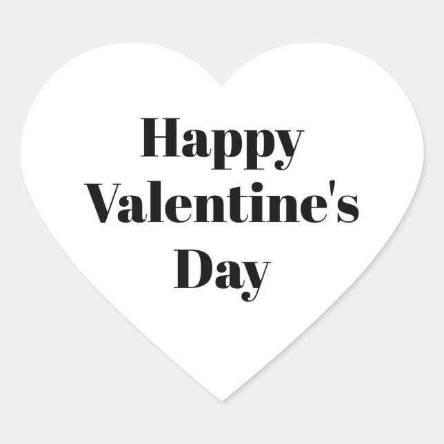 Happy Valentine's Day Black white cute modern  Heart Sticker (Front)