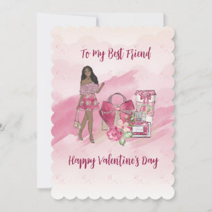 Happy Valentine's Day Black Woman Best Friend Holiday Card