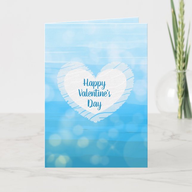 Happy Valentine's Day Blue Ombre Card (Front)