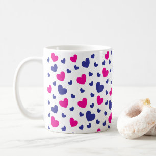 Happy Valentine's Day Blue Pink Hearts Pattern Coffee Mug