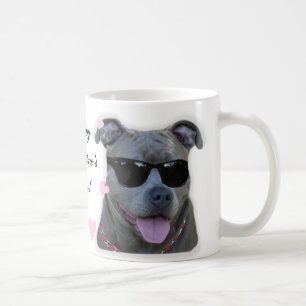 Happy Valentine's Day Blue pitbull mug