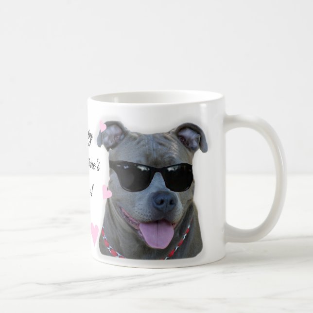 Happy Valentine's Day Blue pitbull mug (Right)