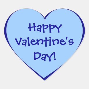 Happy Valentine's Day blue theme heart stickers