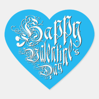 Happy Valentine's Day blue whimsical romantic Heart Sticker