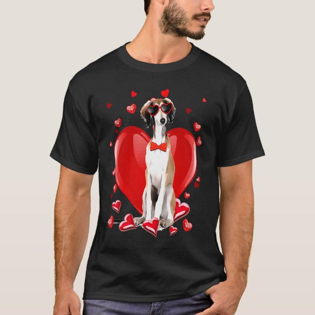 Happy Valentines Day Borzoi   Dog  V Day T-Shirt (Front)