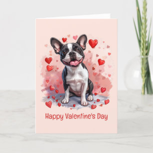 Happy Valentines Day Boston Terrier Dog Holiday Card