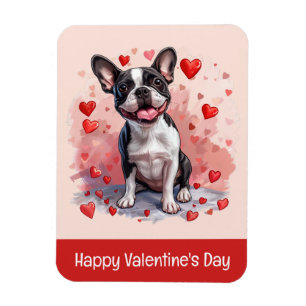Happy Valentines Day Boston Terrier Dog Magnet