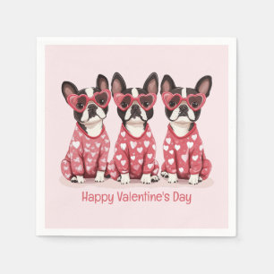 Happy Valentines Day Boston Terrier Dogs Napkin