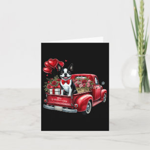 Happy Valentines Day Boston Terrier Truck Heart Ba Card