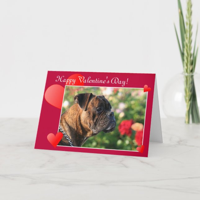 Happy Valentine's Day Boxer Dog greeting card (Front)
