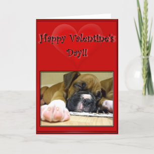Happy Valentine's Day Boxer puppy Holiday Card