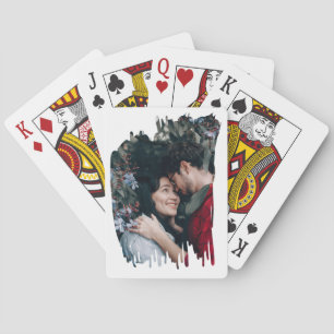Happy Valentine's Day brush stroke custom photo Playing Cards