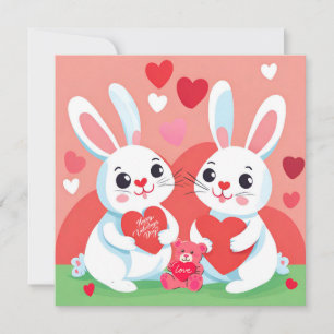 Happy Valentine's Day Bunny Family Holiday Card