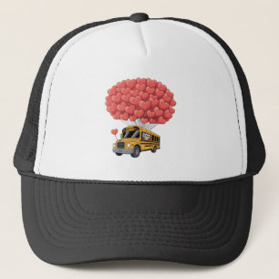Happy Valentine's Day Bus with Owl Trucker Hat