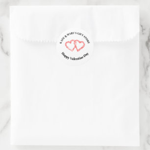 Happy Valentine's Day Business Name Classic Round Sticker