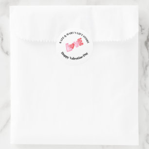 Happy Valentine's Day Business Name  Classic Round Sticker