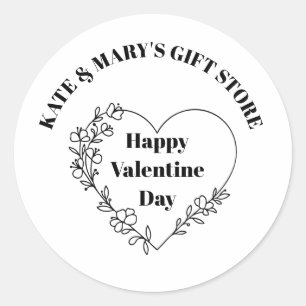 Happy Valentine's Day Business Name  Classic Round Sticker