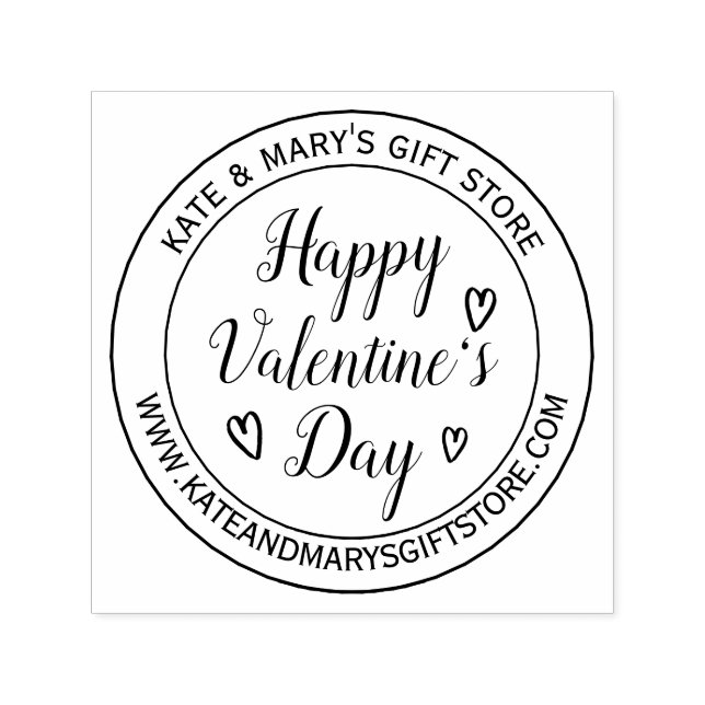 Happy Valentine's Day Business Name Website Self-inking Stamp (Design)