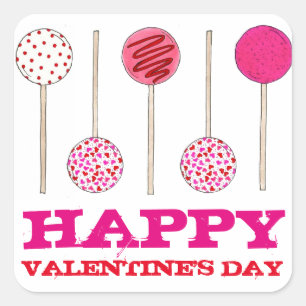 Happy Valentine's Day Cake Pop Valentine Stickers