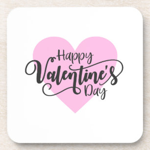 Happy Valentine's Day Calligraphy   Coaster