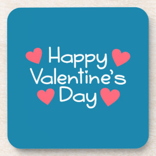 Happy Valentine's Day Calligraphy   Coaster