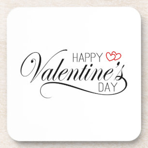 Happy Valentine's Day Calligraphy   Coaster