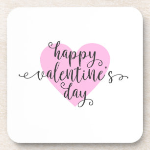 Happy Valentine's Day Calligraphy   Coaster