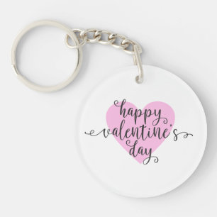 Happy Valentine's Day Calligraphy   Keychain