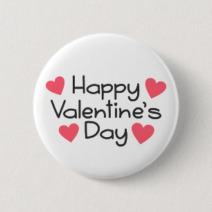 Happy Valentine's Day Calligraphy Pin Button