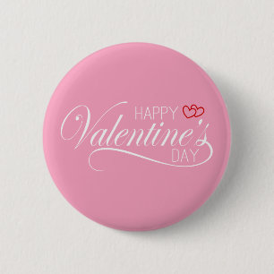 Happy Valentine's Day Calligraphy Pin Button